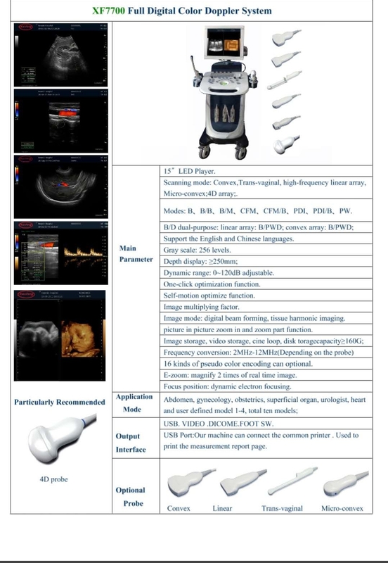 Yüksek Çözünürlüklü Renkli Doppler Ultrason Makinesi Cihazı 3D 4D Kardiyak